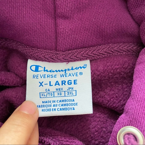 Champion Cropped Reverse Weave Hoodie XL PURPLE - Picture 2 of 5